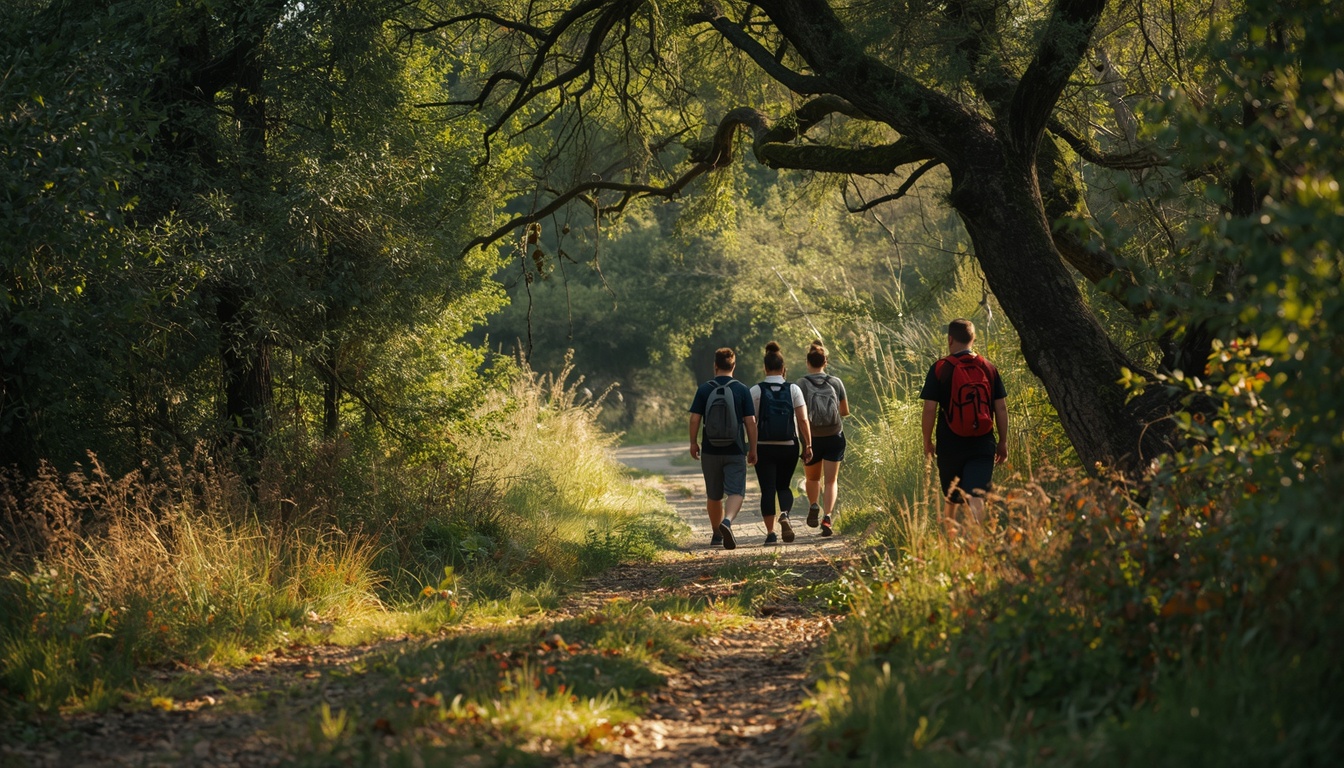 Forcenature group walking a morning trail in San Antonio